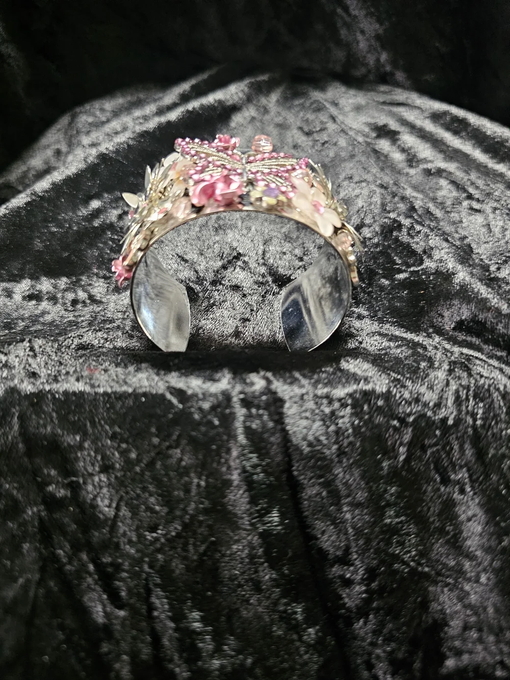 Pink Butterfly Floral Cuff Bracelet - Women Jewelry
